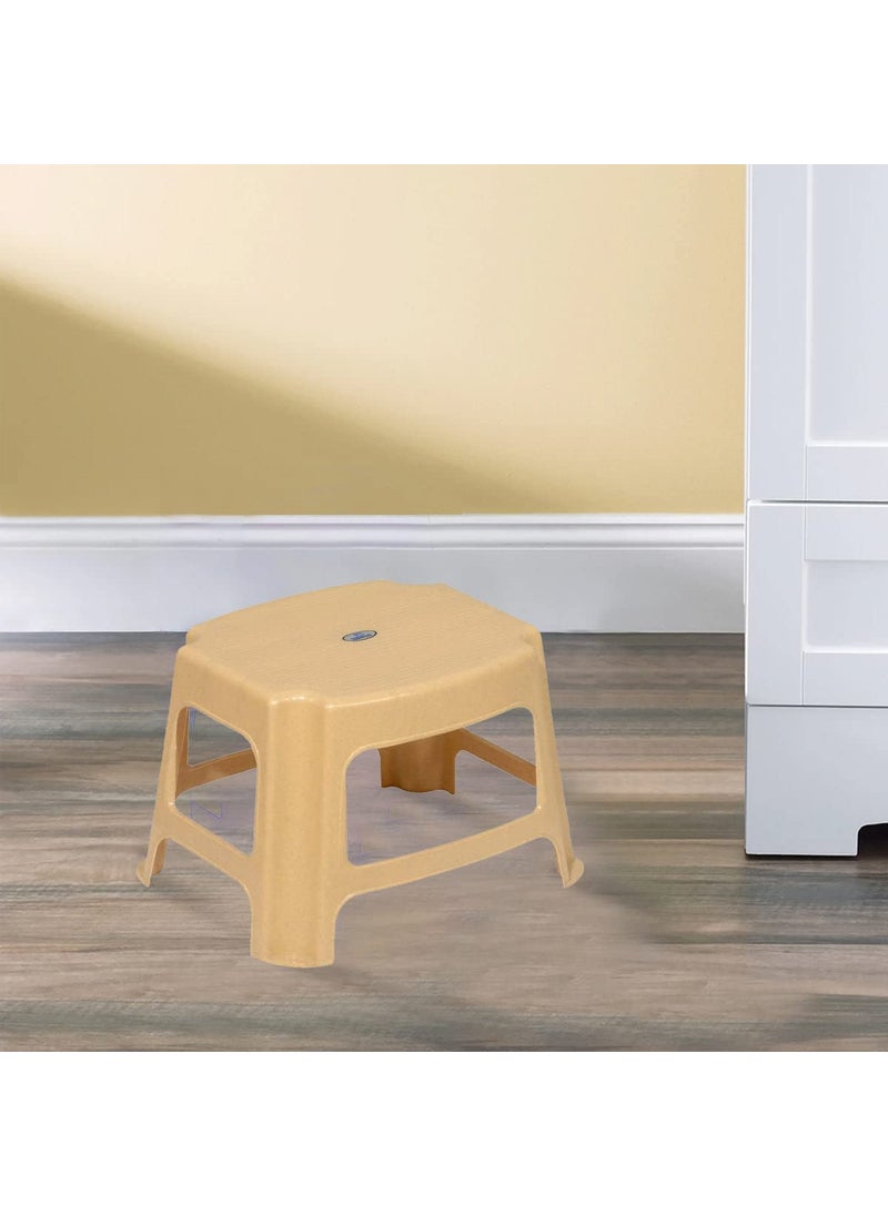 NILKAMAL Nilkamal STL05 Strong and Durable Plastic Seating Stool for Home | Bedroom | Bathroom | Kitchen | Living Room | Office | Adult | Kids | Garden Stool with high Load Capacity (Marble Beige)  - Image 2