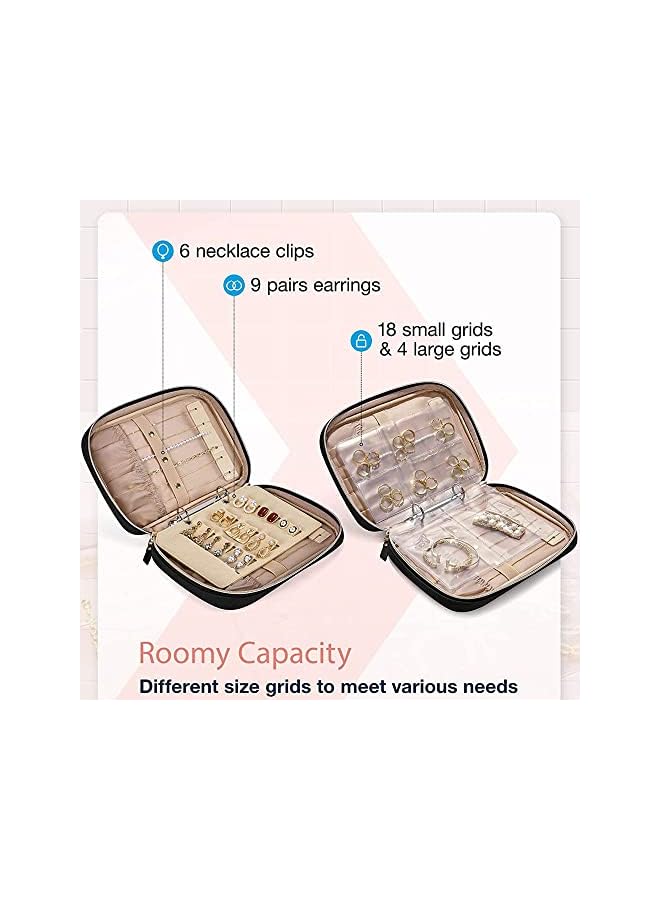 Zaboon Travel Organizer Case Transparent Jewelry Storage Book Ring Binder Jewelry Bags Clear Booklet Zipper Pouch Bag for Necklaces, Earrings, Rings, Bracelets, Black - Image 2