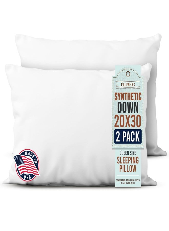 Pillowflex Synthetic Down Sleeping Pillows - Queen Size - Medium Firmness for Back, Side & Stomach Sleepers - Ideal for Queen Size Beds - Comfortable Pillow for Sleeping - 2 Pack - Image 1
