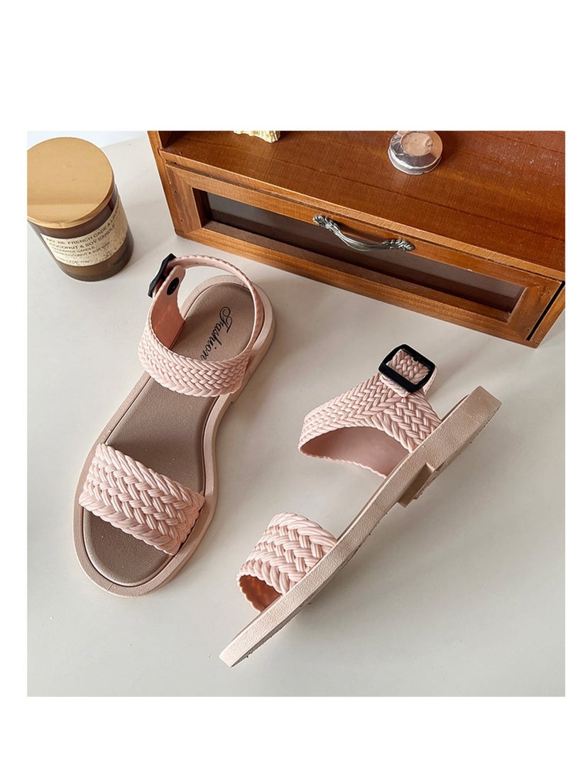 Huitich Beige Braided Strap Fashion Sandals 36-37  - Image 3