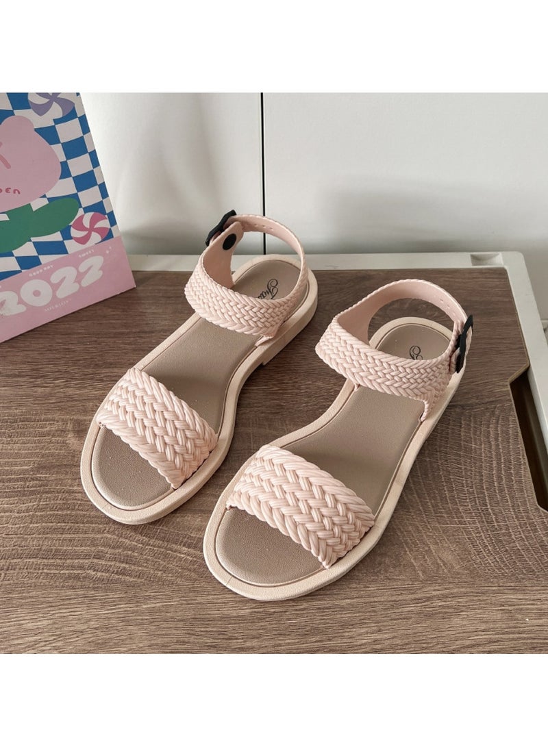 Huitich Beige Braided Strap Fashion Sandals 36-37  - Image 5