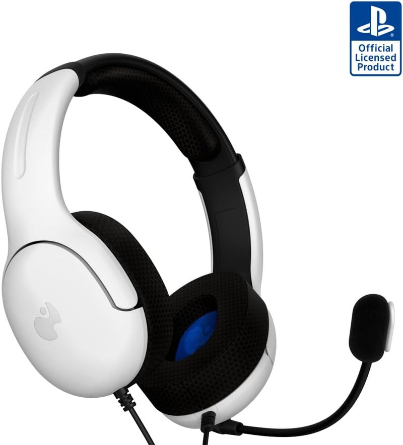 pdp AIRLITE Wired Stereo Gaming Headset, Officially Licensed by Sony PlayStation 5, PS5/PS4/PS3/PC, Lightweight Durable Headphones, 3.5mm audio jack, Noise-canceling Flip-to-Mute Mic, Frost White - Image 1