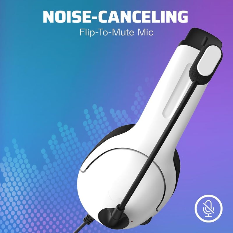 pdp AIRLITE Wired Stereo Gaming Headset, Officially Licensed by Sony PlayStation 5, PS5/PS4/PS3/PC, Lightweight Durable Headphones, 3.5mm audio jack, Noise-canceling Flip-to-Mute Mic, Frost White - Image 4