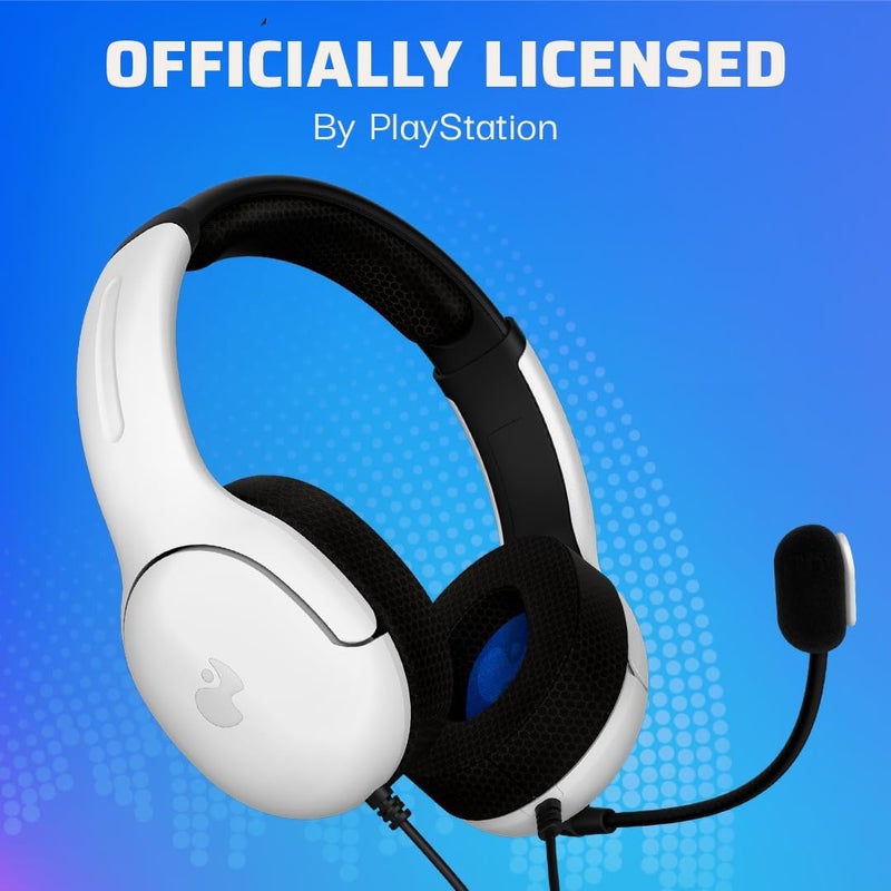 pdp AIRLITE Wired Stereo Gaming Headset, Officially Licensed by Sony PlayStation 5, PS5/PS4/PS3/PC, Lightweight Durable Headphones, 3.5mm audio jack, Noise-canceling Flip-to-Mute Mic, Frost White - Image 5