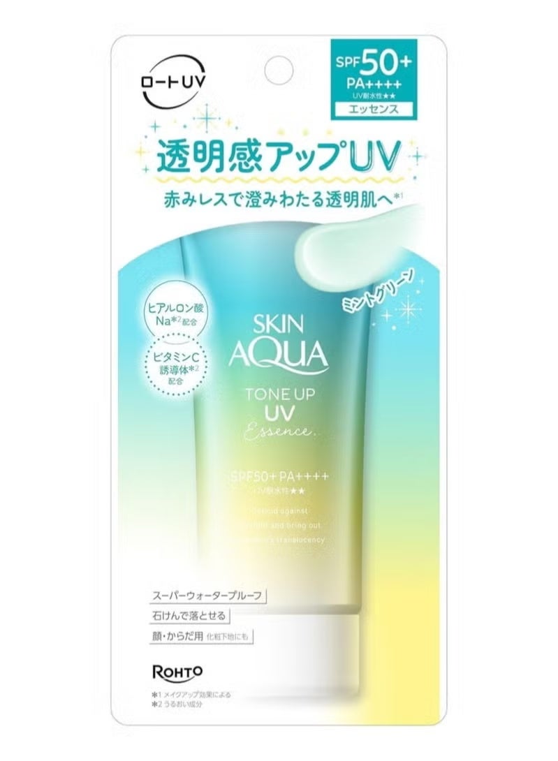 SKIN AQUA Tone Up UV Essence SPF50+ PA++++ Mint Green 80g - Image 3