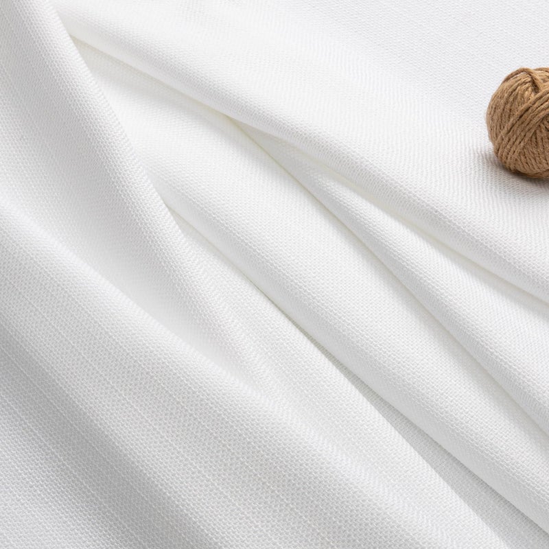 Chyhomenyc White Curtains 30 Inch Length Faux Linen Textured Small Cafe Curtains Light Filtering Short Curtains For Bathroom Curtains Window 30X30 Inch 2Pcs - Image 5