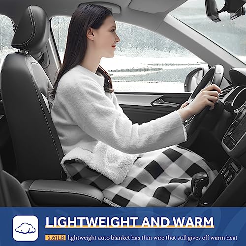 Sealy بطانية سيارة كهربائية سيالي 12 فولت مع 2 منفذ USB، 3 مستويات تسخين و4 ساعات إيقاف تلقائي، بطانية كهربائية للسيارة، الشاحنة، SUV، RV أو التخييم، قابلة للغسل في الغسالة، 59" × 43"، مزخرفة. - Image 5