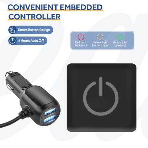 Sealy بطانية سيارة كهربائية سيالي 12 فولت مع 2 منفذ USB، 3 مستويات تسخين و4 ساعات إيقاف تلقائي، بطانية كهربائية للسيارة، الشاحنة، SUV، RV أو التخييم، قابلة للغسل في الغسالة، 59" × 43"، مزخرفة. - Image 4