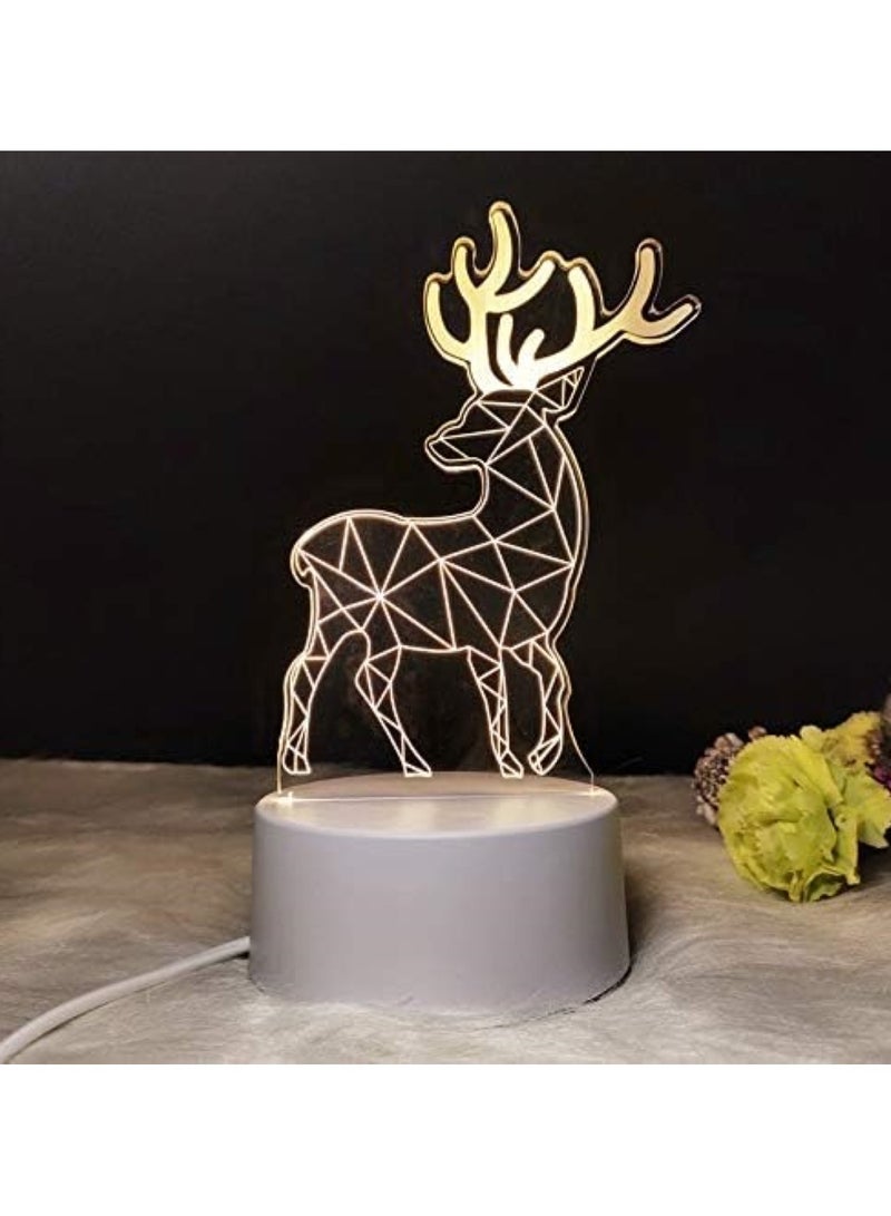 White 3D LED Deer Lamp Elegant Night Light & Home Decor - Image 2