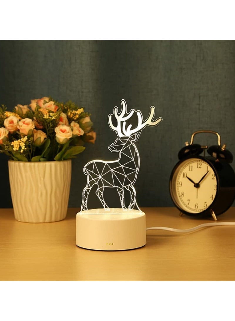 White 3D LED Deer Lamp Elegant Night Light & Home Decor - Image 3