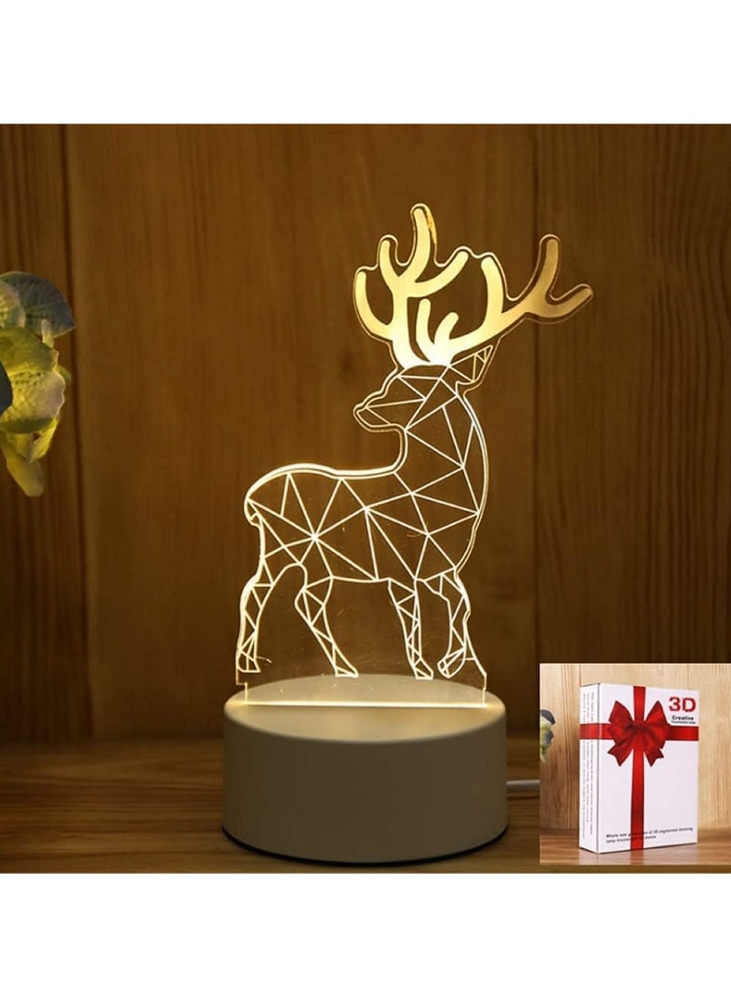 White 3D LED Deer Lamp Elegant Night Light & Home Decor - Image 4
