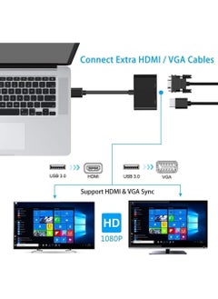 ماركة غير محددة "محول USB 3.0 إلى HDMI وVGA بمخرج مزدوج - نقل فيديو وصوت عالي السرعة، يدعم ويندوز وماك أو إس، أسود"  - Image 5