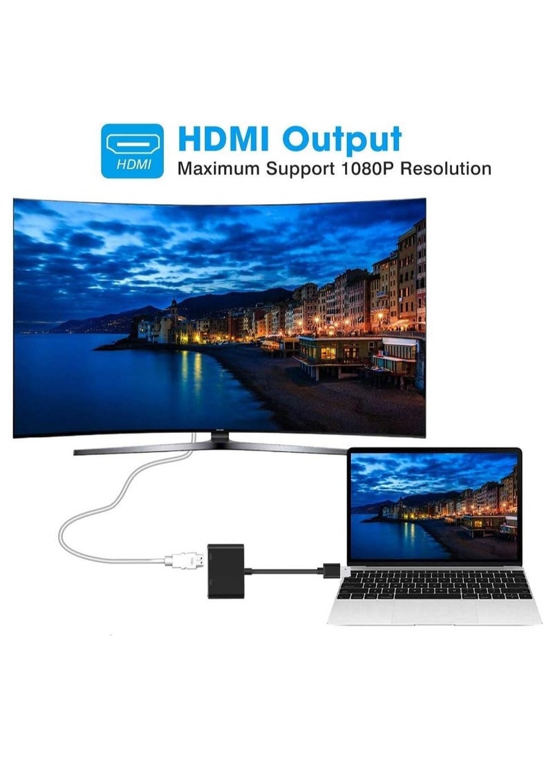 "Dual Output USB 3.0 to HDMI & VGA Adapter - High-Speed Video and Audio Transmission, Supports Windows and Mac OS, Black"