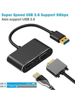 ماركة غير محددة "محول USB 3.0 إلى HDMI وVGA بمخرج مزدوج - نقل فيديو وصوت عالي السرعة، يدعم ويندوز وماك أو إس، أسود"  - Image 4