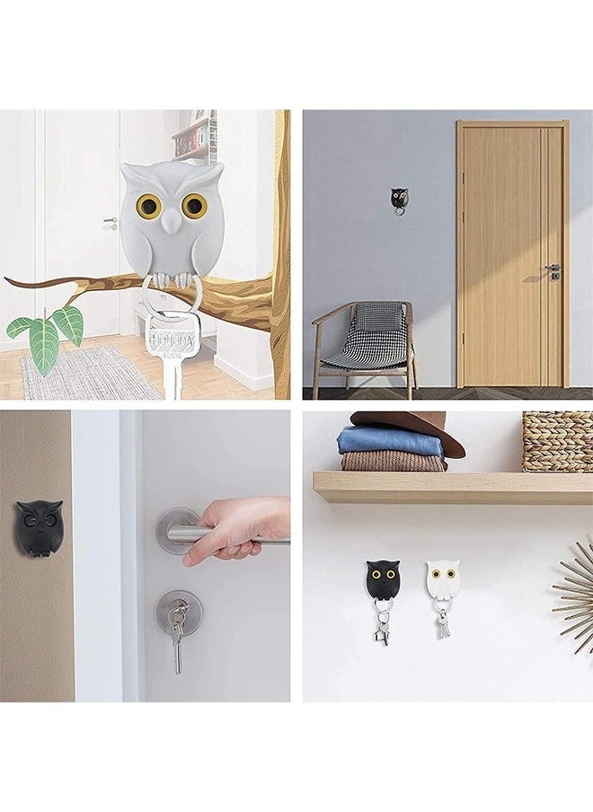2 Pieces Owl Key Holder Magnetic Night Owl Keyring Holder, Automatic Open Close Eyes Key Holder Key Ring for Office Home Decor Family Friends Gift, Black and White - Image 5