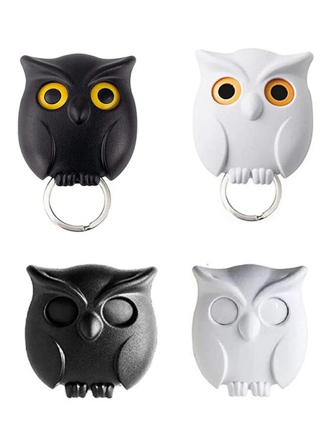 2 Pieces Owl Key Holder Magnetic Night Owl Keyring Holder, Automatic Open Close Eyes Key Holder Key Ring for Office Home Decor Family Friends Gift, Black and White - Image 3