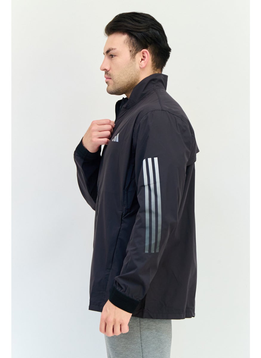 Adidas Men Sportswear Fit Long Sleeve Running Jacket, Black  - Image 2