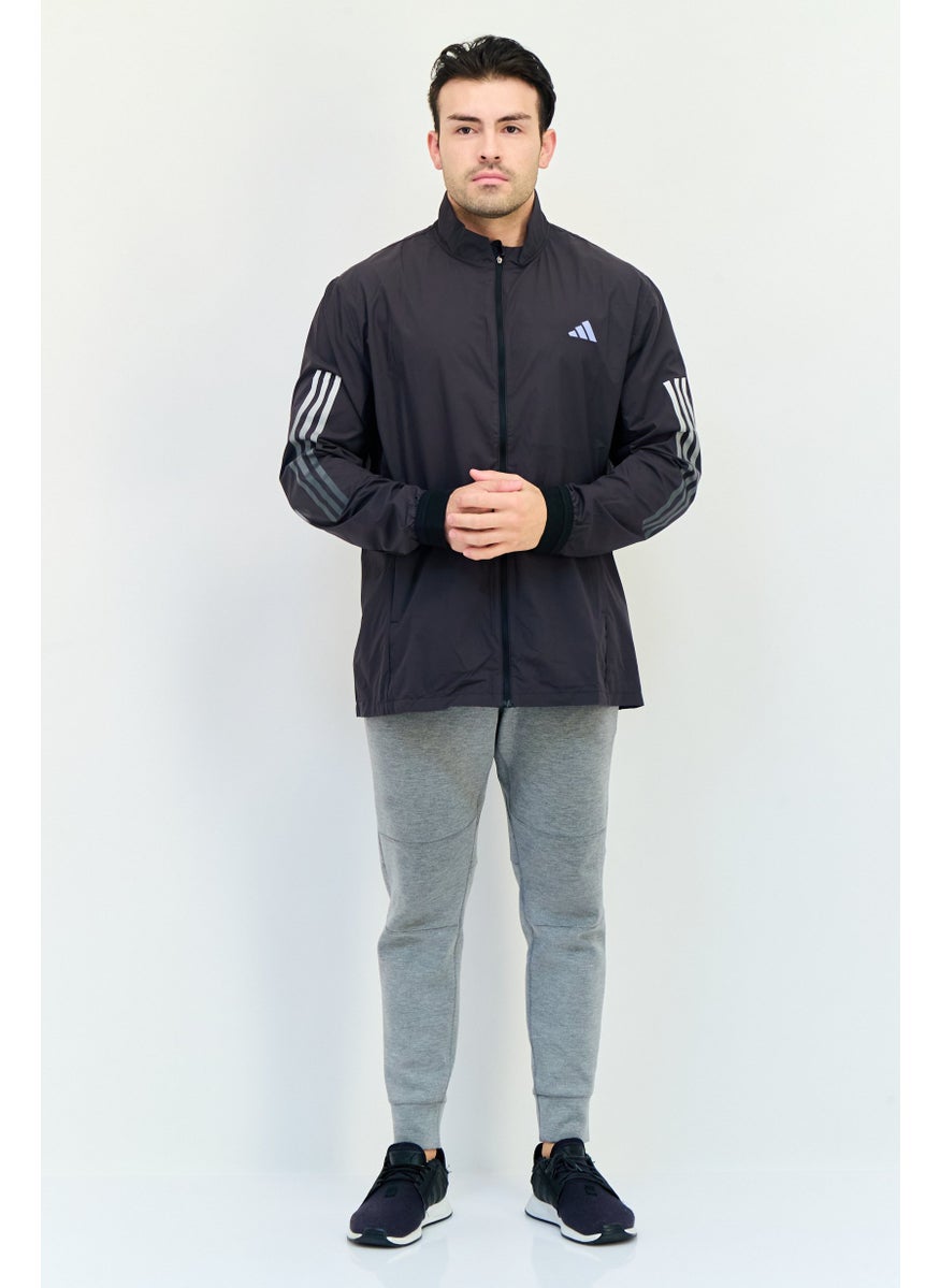 Adidas Men Sportswear Fit Long Sleeve Running Jacket, Black  - Image 4