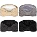 Whaline 4 Pack Twisted Knit Headbands Winter Knotted Head Wraps Fuzzy Lined Headband Thick Crochet Turban Ear Warmer Elastic Hair Band Accessories for Women (Beige, Black, Grey) - Image 2