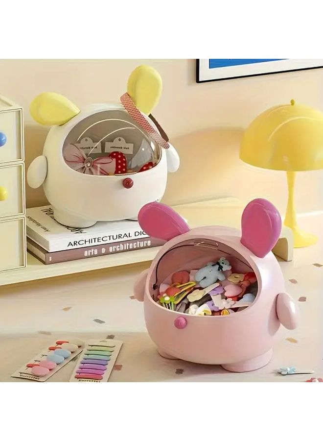 Black Rabbit Shaped Storage Box With Transparent Lid For Makeup Jewelry Or Trash - Image 1