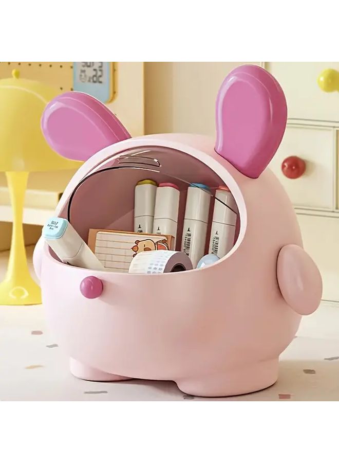 Black Rabbit Shaped Storage Box With Transparent Lid For Makeup Jewelry Or Trash - Image 5