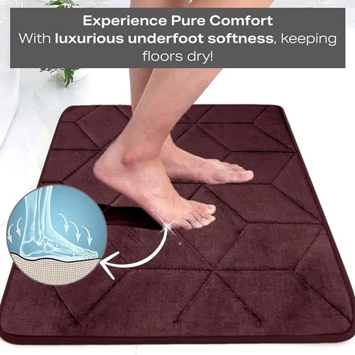 Status Contract Anti Slip Mat for Bathroom Floor | 16"X24" Memory Foam Bathroom Mats | Bathroom Mat Water Absorbing | Bathroom Anti Skid Mats for Bathing Area & Shower |(Dark Brown), Rectangular - Image 4