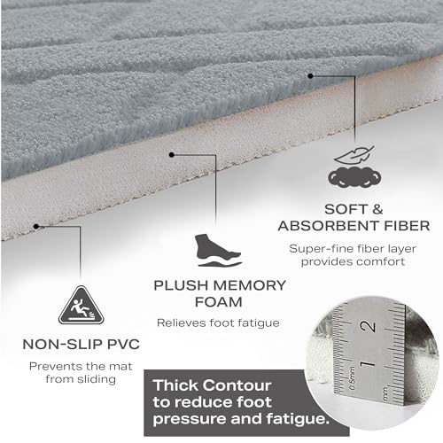 Status Contract Anti Slip Mat for Bathroom Floor | 16"X24" Memory Foam Bathroom Mats | Bathroom Mat Water Absorbing | Bathroom Anti Skid Mats for Bathing Area & Shower |(Dark Brown), Rectangular - Image 2