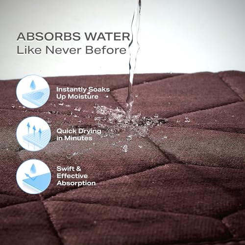 Status Contract Anti Slip Mat for Bathroom Floor | 16"X24" Memory Foam Bathroom Mats | Bathroom Mat Water Absorbing | Bathroom Anti Skid Mats for Bathing Area & Shower |(Dark Brown), Rectangular - Image 3