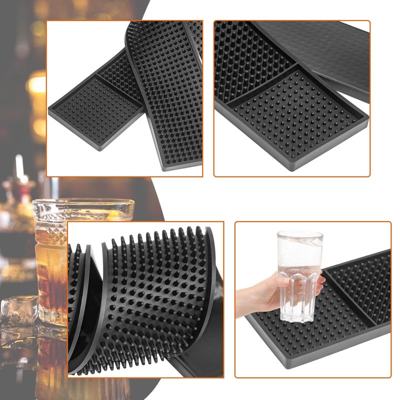 Shouken 2 Packs Bar Mats 24 " x 3 " With Absorbent Towel,Bar Matts,Non-Slip Bar Service Spill Mat,Coffee Mat for Home Bar,For Cocktail Bartender Restaurant Kitchen Counter Top Cup Barber Station Mats - Image 3