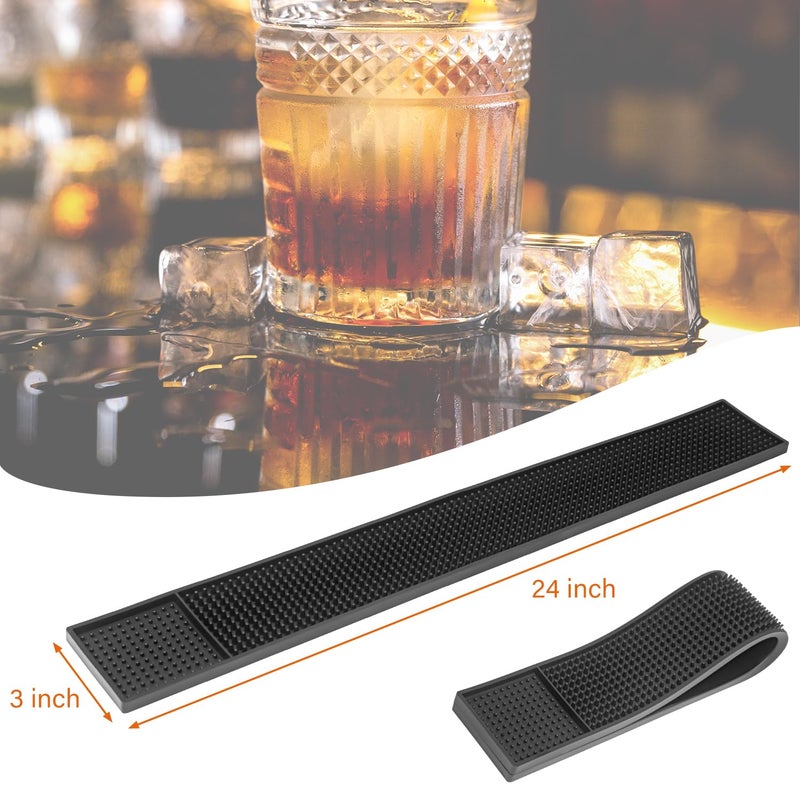 Shouken 2 Packs Bar Mats 24 " x 3 " With Absorbent Towel,Bar Matts,Non-Slip Bar Service Spill Mat,Coffee Mat for Home Bar,For Cocktail Bartender Restaurant Kitchen Counter Top Cup Barber Station Mats - Image 2
