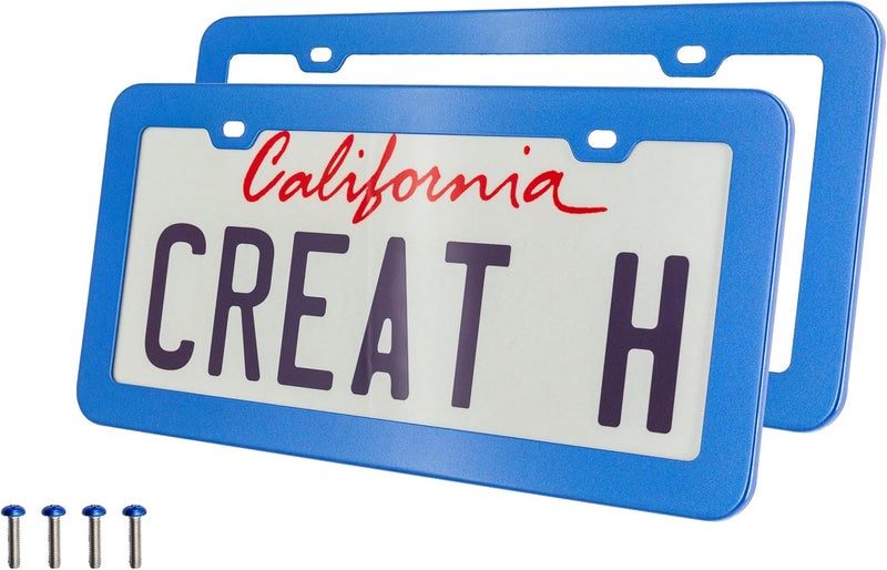Creathome 2PCs Stainless Steel License Plate Frames - Shining Blue - Image 1