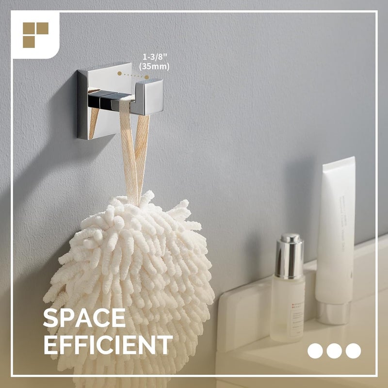 Angle Simple Bath Towel Hook 2 PCS Angle Simple SUS304 Stainless Steel Bathroom Towel Holder Square Hook for Bathrobe Coat Wall Mount Polished Chrome - Image 4