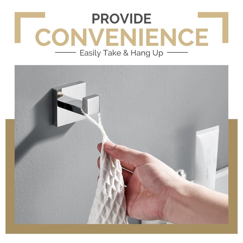 Angle Simple Bath Towel Hook 2 PCS Angle Simple SUS304 Stainless Steel Bathroom Towel Holder Square Hook for Bathrobe Coat Wall Mount Polished Chrome - Image 5