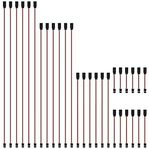 DYWISHKEY 30 Pieces Male to Female 3Pin Servo Extension Cord Lead Wire Cable Connectors Servo Remote Control Cables 5 Sizes - Image 1