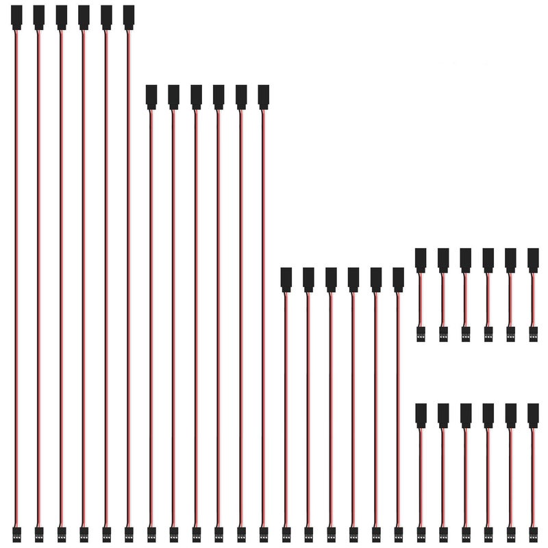 DYWISHKEY 30 Pieces Male to Female 3Pin Servo Extension Cord Lead Wire Cable Connectors Servo Remote Control Cables 5 Sizes - Image 2