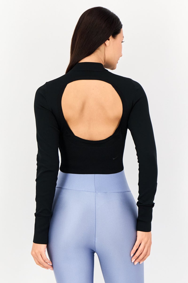 Nike Women Slim Fit Long Sleeve Training Sweatshirt, Black - Image 3