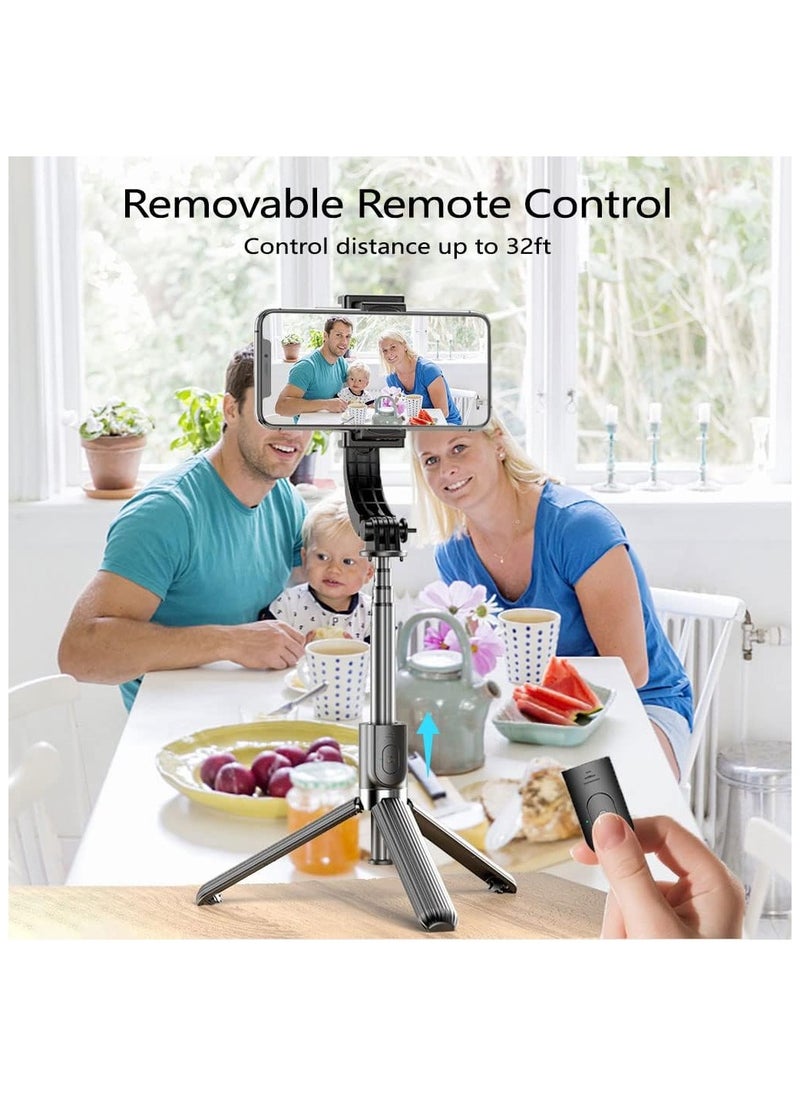 Arabest - Selfie Stick Gimbal Stabilizer, 360° Rotation Tripod with Wireless Remote, Portable Phone Holder, Auto Balance 1-Axis Gimbal for Smartphones Tiktok Vlog Youtuber Live Video Record - Image 1
