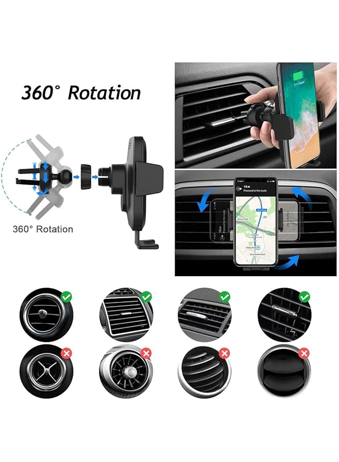 Excefore 15W Fast Wireless Car Charger With Automatic Sensor Phone Holder For Dashboard Vent Mount Compatible With Iphone 11 12 13 14 Pro Max Xs Plus S20 S21 - Image 2