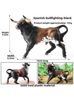 Simulation Animal Model Giraffe Elephant Rhino Brown Bear Tiger Lion Leopard Hippo Solid Cognitive Toy Ornaments-Color:M-3016 Black Spanish Bullfight (heads Up)