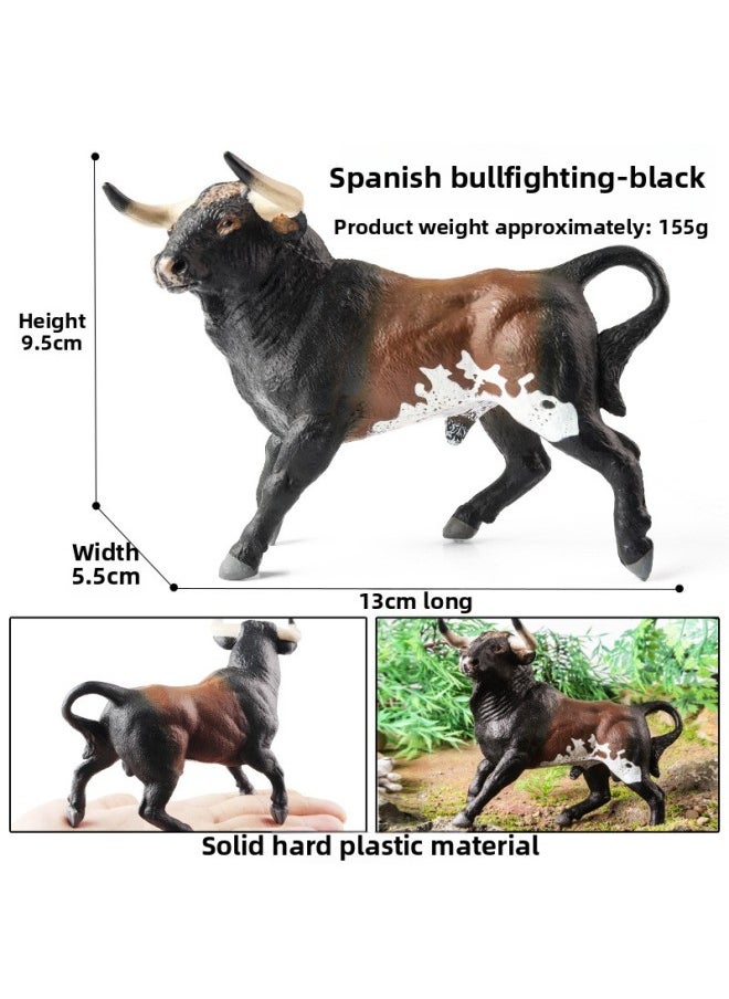 Generic - Simulation Animal Model Giraffe Elephant Rhino Brown Bear Tiger Lion Leopard Hippo Solid Cognitive Toy Ornaments-Color:M-3016 Black Spanish Bullfight (heads Up) - Image 1