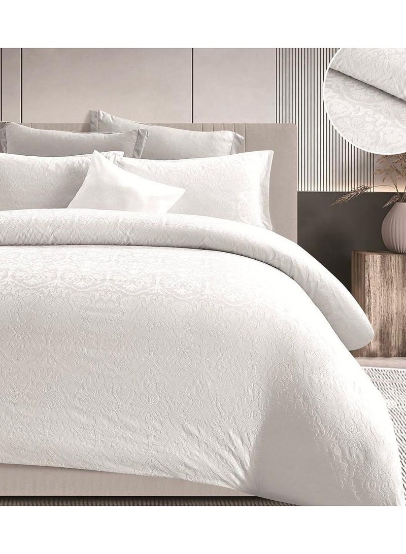 Comfy Embossed Floral Dark White King Size Jacquard Soft 6Pc Comforter Set