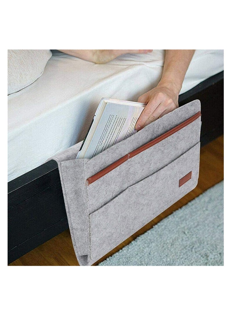 KASTWAVE Felt Bedside Hanging Storage Bag, Anti-Slip Sofa Book Organizer, Home Newspaper Holder, Roomly Enough with One Main Pocket and 3 Small Pockets  - Image 3