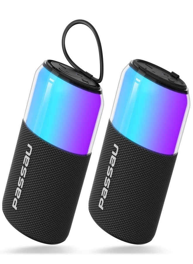 Passau Bluetooth Speaker Wireless, Powerful Portable Speaker with Lights and Wristband, 24H Playtime, BT 5.4, TWS Paring, for Home/Outdoor/Party/Beach (Black 2 Pack) - Image 1