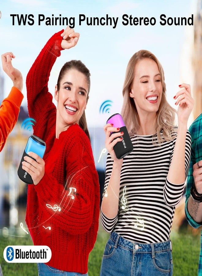 Passau Bluetooth Speaker Wireless, Powerful Portable Speaker with Lights and Wristband, 24H Playtime, BT 5.4, TWS Paring, for Home/Outdoor/Party/Beach (Black 2 Pack) - Image 5