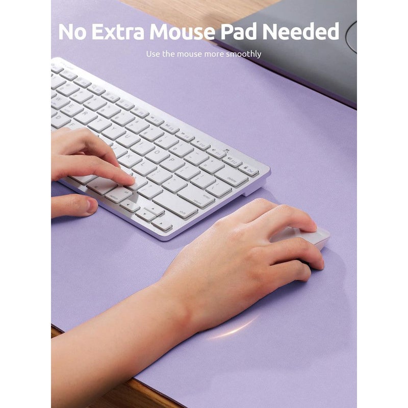 Light Grey Desk Extension Mouse Pad Keyboard Mat 13 78x23 62 Inch Single Sided Faux Leather Backing Velvet Anti Slip - Image 5