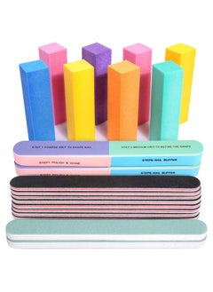 FANDAMEI Nail Files and Buffers, 20PCS Professional Manicure Tools Kit. Rectangular Nail Buffer Block & 100/180 Grit Nail File, 7 Way Nail File & Nail Polishing Buffer. Nail Care Tool