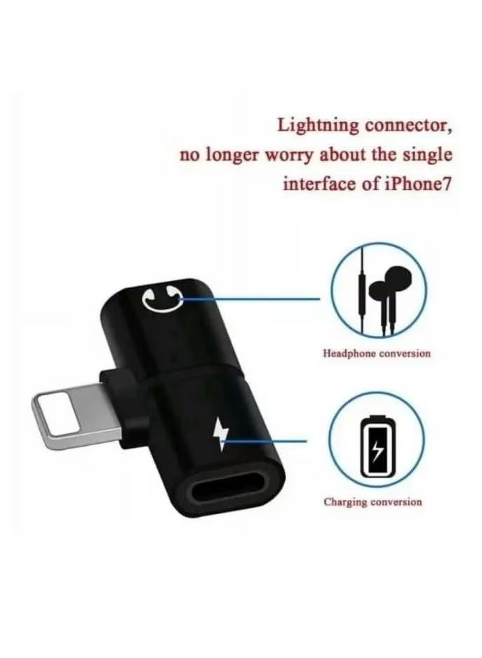 2 In 1 Double Lightning Headphone Audio And Charge Splitter Adapter Black - Image 4