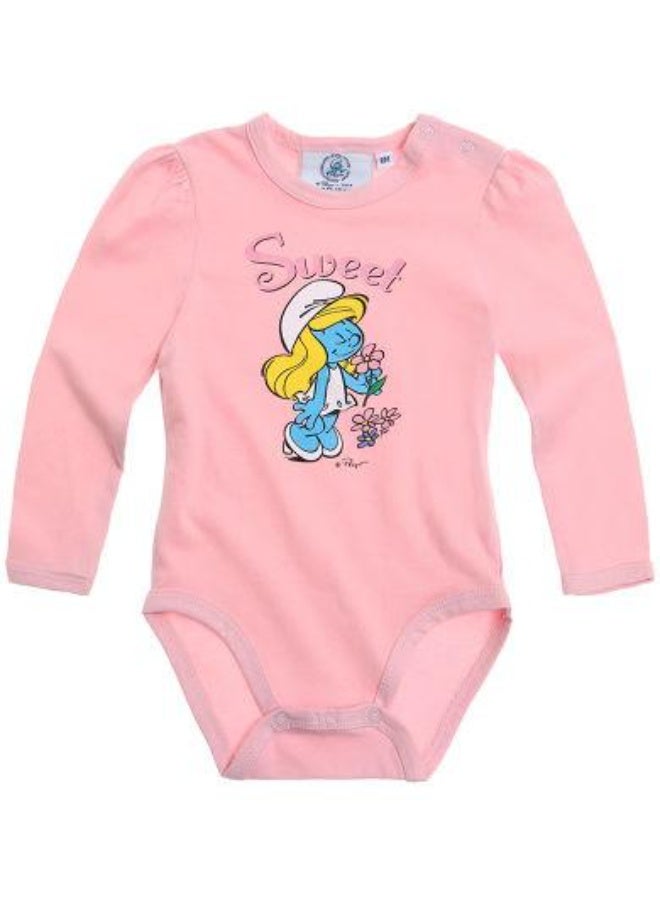 THE SMURFS Baby Bodysuit Long Sleeves & Baby Long Sleeves Cotton T-Shirt Bundle - Image 2