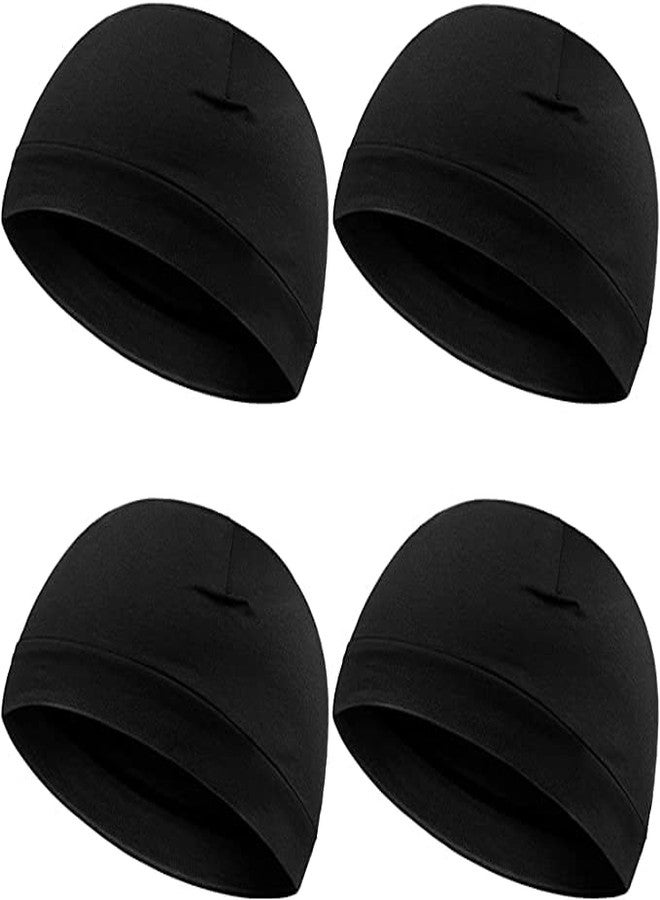 BISMAADH 4 Pieces Men Skull Caps Beanie Sleep Hats Stretchy Helmet Liner Rider Cap Multifunctional Headwear for Men Black - Image 1