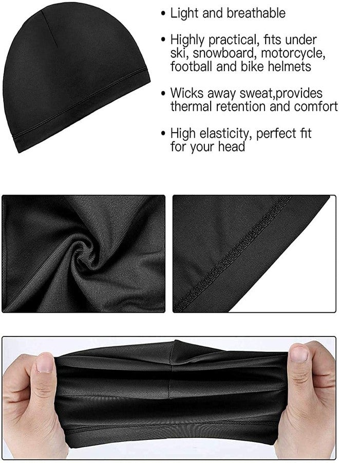 BISMAADH 4 Pieces Men Skull Caps Beanie Sleep Hats Stretchy Helmet Liner Rider Cap Multifunctional Headwear for Men Black - Image 2